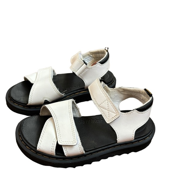 Dr. Martens JUNIOR VOSSIE LEATHER SANDALS US Size 1 EU 32 Hook & Loop White - Picture 13 of 13